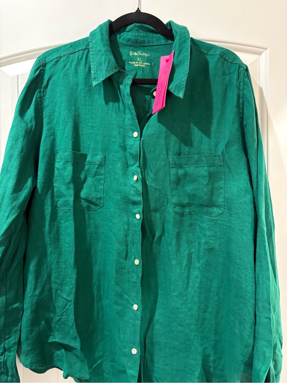 Lilly Pulitzer Emerald Green Linen Button-Up Shirt